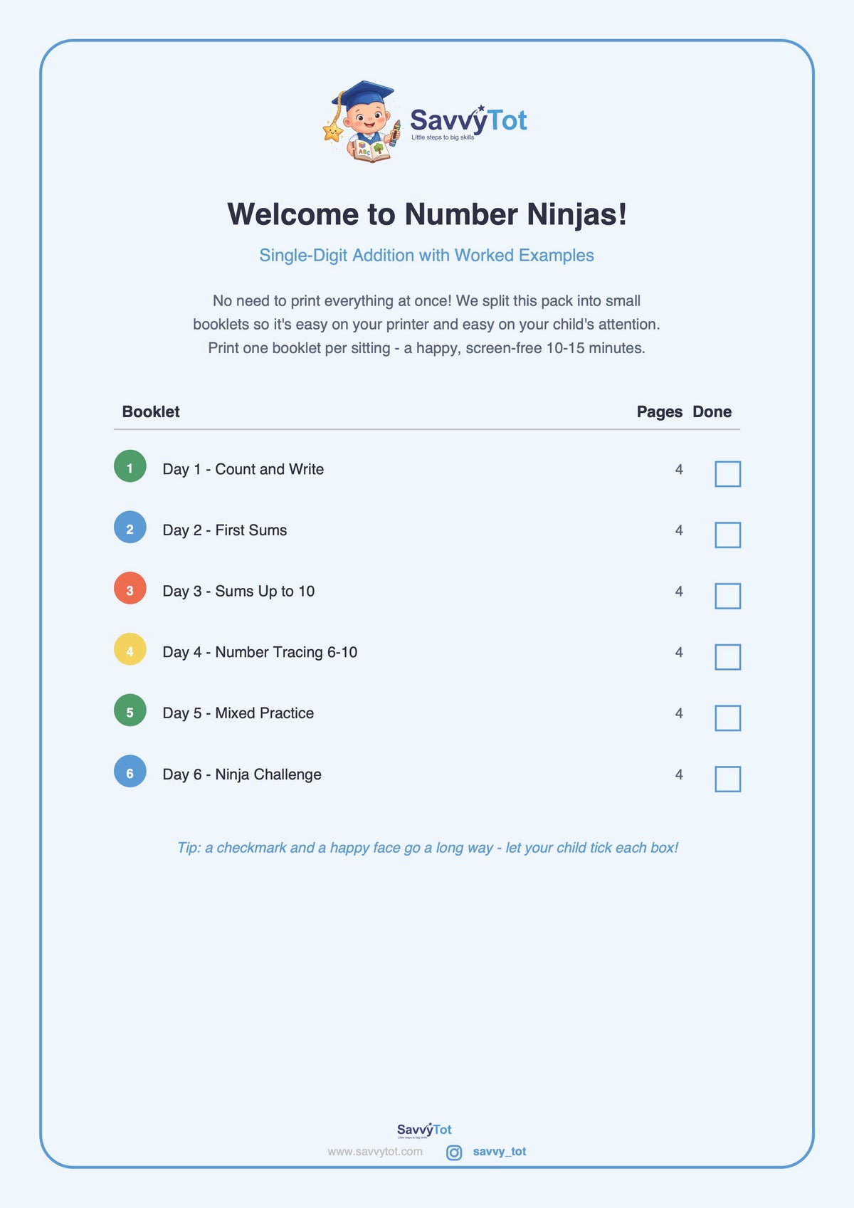 Addition Worksheets for Kids | Number Ninjas | SavvyTot