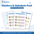 Numbers & Alphabets Pack cover showing sample activity pages