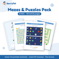 Mazes & Puzzles Pack cover showing sample activity pages