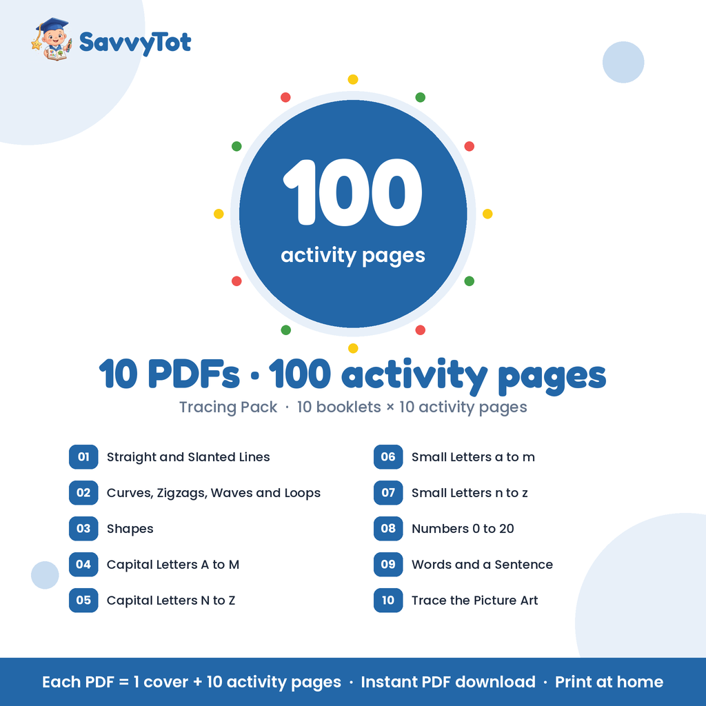 Tracing Pack: 10 PDFs, 100 activity pages, booklet list